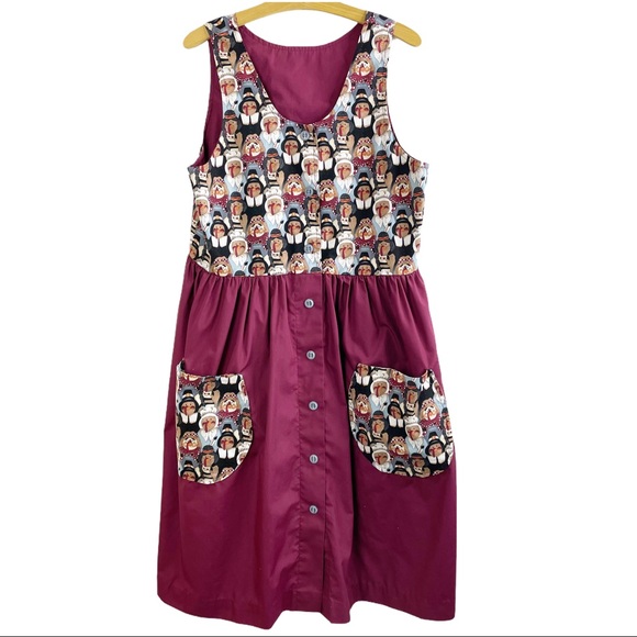 Dresses & Skirts - Thanksgiving Turkey Pilgrim Sleeveless Handmade Dress Button Down Festive